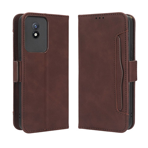 Funda de Cuero Cartera con Soporte Carcasa BY3 para Vivo Y02 Marron