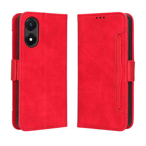 Funda de Cuero Cartera con Soporte Carcasa BY3 para Vivo Y02S Rojo