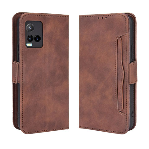 Funda de Cuero Cartera con Soporte Carcasa BY3 para Vivo Y21a Marron