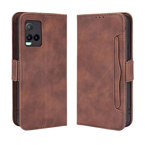 Funda de Cuero Cartera con Soporte Carcasa BY3 para Vivo Y21s Marron