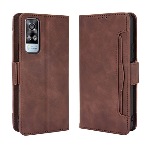 Funda de Cuero Cartera con Soporte Carcasa BY3 para Vivo Y31 (2021) Marron