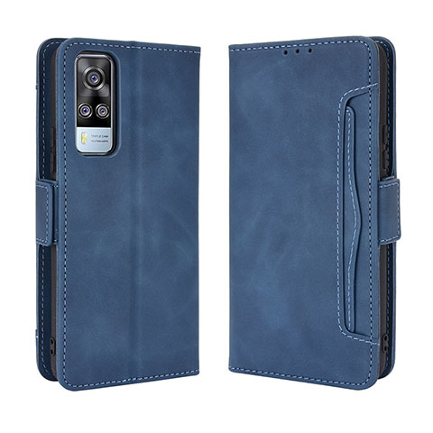 Funda de Cuero Cartera con Soporte Carcasa BY3 para Vivo Y53s NFC Azul