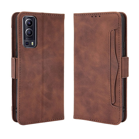 Funda de Cuero Cartera con Soporte Carcasa BY3 para Vivo Y72 5G Marron