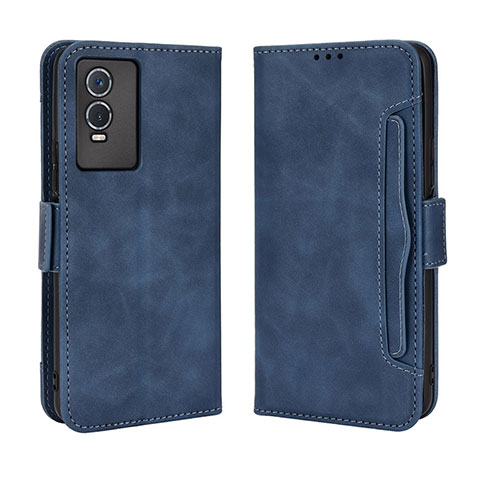 Funda de Cuero Cartera con Soporte Carcasa BY3 para Vivo Y74s 5G Azul