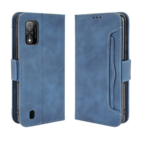 Funda de Cuero Cartera con Soporte Carcasa BY3 para Wiko Ride 3 Azul