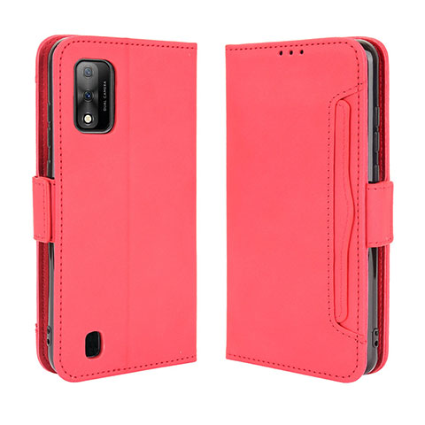 Funda de Cuero Cartera con Soporte Carcasa BY3 para Wiko Ride 3 Rojo