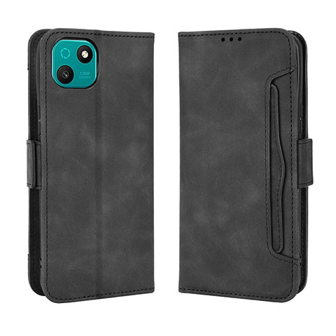 Funda de Cuero Cartera con Soporte Carcasa BY3 para Wiko T10 Negro