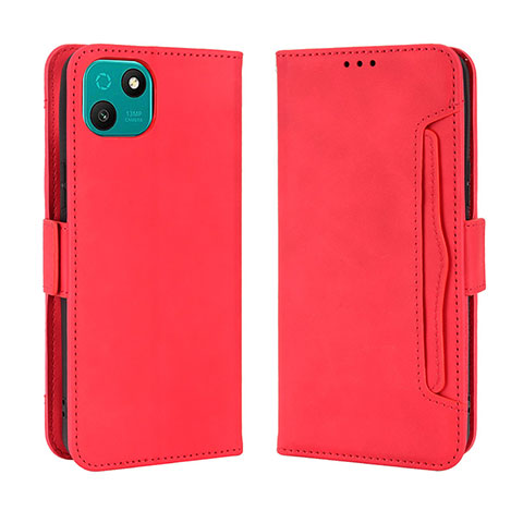 Funda de Cuero Cartera con Soporte Carcasa BY3 para Wiko T10 Rojo