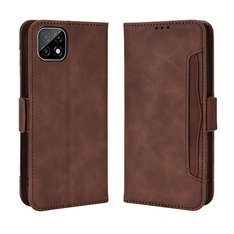 Funda de Cuero Cartera con Soporte Carcasa BY3 para Wiko T3 Marron