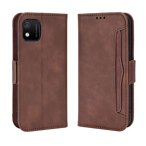 Funda de Cuero Cartera con Soporte Carcasa BY3 para Wiko Y52 Marron