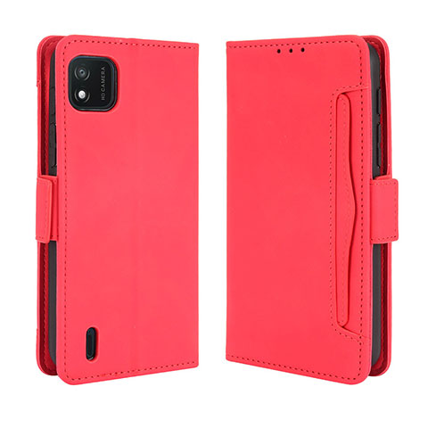 Funda de Cuero Cartera con Soporte Carcasa BY3 para Wiko Y62 Rojo