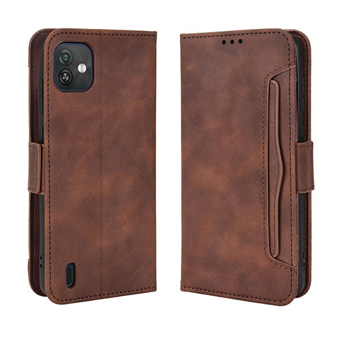 Funda de Cuero Cartera con Soporte Carcasa BY3 para Wiko Y82 Marron