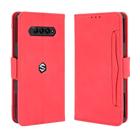 Funda de Cuero Cartera con Soporte Carcasa BY3 para Xiaomi Black Shark 4 5G Rojo