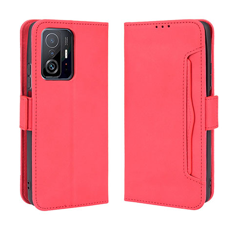 Funda de Cuero Cartera con Soporte Carcasa BY3 para Xiaomi Mi 11T 5G Rojo