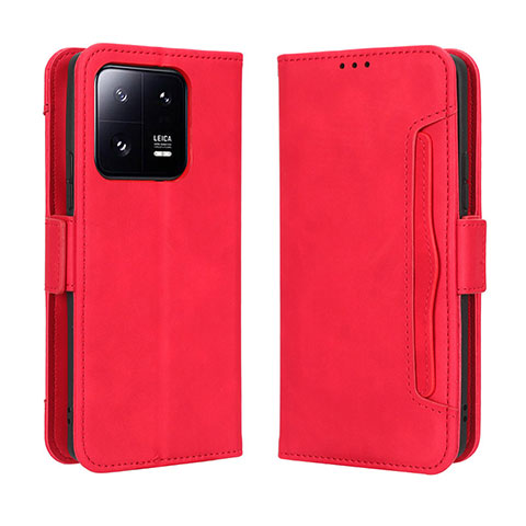 Funda de Cuero Cartera con Soporte Carcasa BY3 para Xiaomi Mi 13 5G Rojo