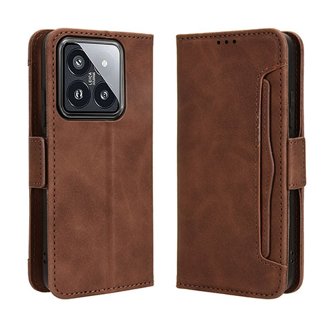 Funda de Cuero Cartera con Soporte Carcasa BY3 para Xiaomi Mi 14 5G Marron