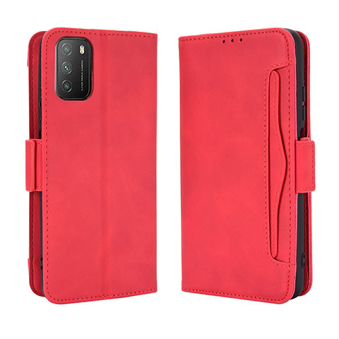 Funda de Cuero Cartera con Soporte Carcasa BY3 para Xiaomi Poco M3 Rojo