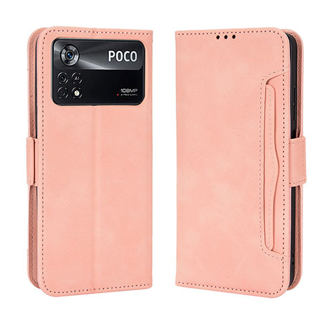 Funda de Cuero Cartera con Soporte Carcasa BY3 para Xiaomi Poco M4 Pro 4G Rosa