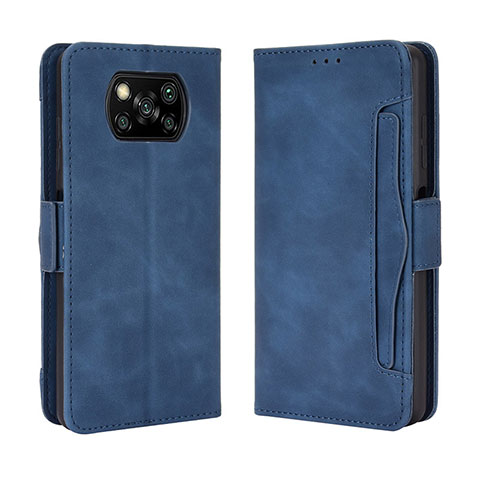 Funda de Cuero Cartera con Soporte Carcasa BY3 para Xiaomi Poco X3 Pro Azul