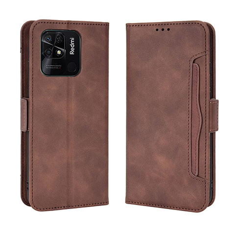 Funda de Cuero Cartera con Soporte Carcasa BY3 para Xiaomi Redmi 10 Power Marron