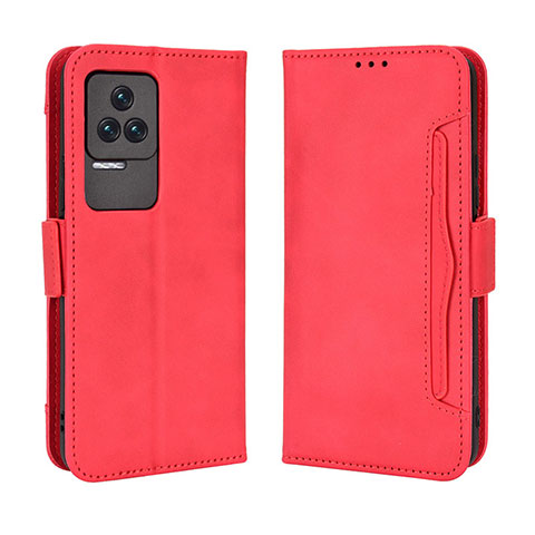 Funda de Cuero Cartera con Soporte Carcasa BY3 para Xiaomi Redmi K50 5G Rojo