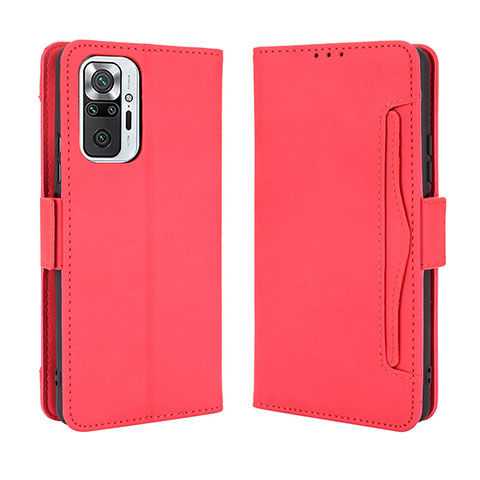 Funda de Cuero Cartera con Soporte Carcasa BY3 para Xiaomi Redmi Note 10 Pro 4G Rojo