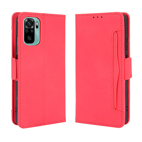 Funda de Cuero Cartera con Soporte Carcasa BY3 para Xiaomi Redmi Note 10S 4G Rojo