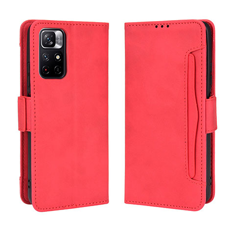 Funda de Cuero Cartera con Soporte Carcasa BY3 para Xiaomi Redmi Note 11 5G Rojo