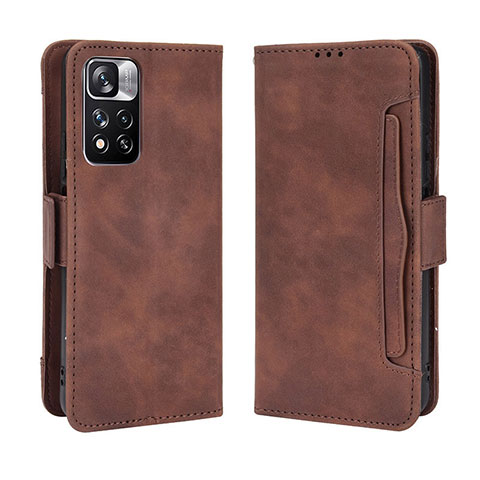 Funda de Cuero Cartera con Soporte Carcasa BY3 para Xiaomi Redmi Note 11 Pro+ Plus 5G Marron