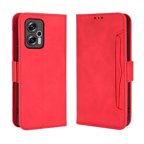 Funda de Cuero Cartera con Soporte Carcasa BY3 para Xiaomi Redmi Note 11T Pro 5G Rojo