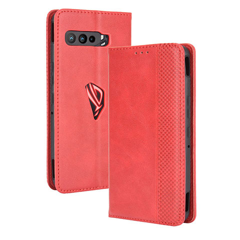 Funda de Cuero Cartera con Soporte Carcasa BY4 para Asus ROG Phone 3 Rojo