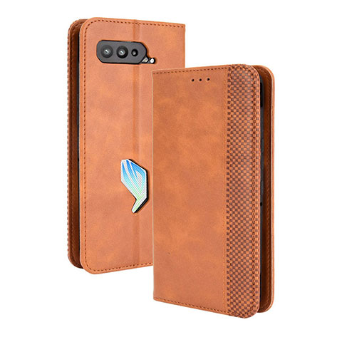 Funda de Cuero Cartera con Soporte Carcasa BY4 para Asus ROG Phone 5 Pro Marron