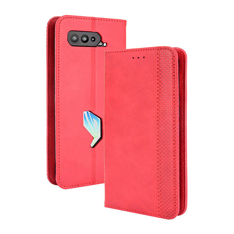 Funda de Cuero Cartera con Soporte Carcasa BY4 para Asus ROG Phone 5 Pro Rojo