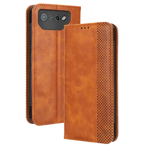 Funda de Cuero Cartera con Soporte Carcasa BY4 para Asus ROG Phone 7 Pro Marron