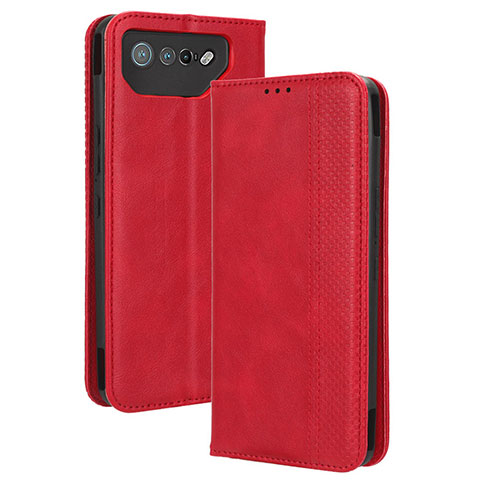 Funda de Cuero Cartera con Soporte Carcasa BY4 para Asus ROG Phone 7 Pro Rojo