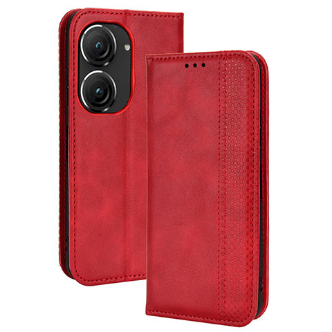 Funda de Cuero Cartera con Soporte Carcasa BY4 para Asus ZenFone 10 Rojo