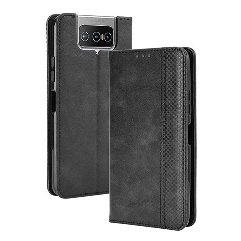 Funda de Cuero Cartera con Soporte Carcasa BY4 para Asus Zenfone 7 ZS670KS Negro