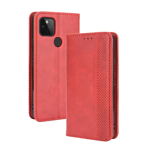 Funda de Cuero Cartera con Soporte Carcasa BY4 para Google Pixel 4a 5G Rojo