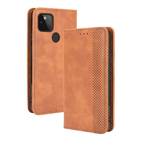 Funda de Cuero Cartera con Soporte Carcasa BY4 para Google Pixel 5 XL 5G Marron