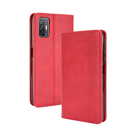 Funda de Cuero Cartera con Soporte Carcasa BY4 para HTC Desire 21 Pro 5G Rojo