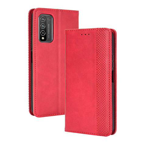 Funda de Cuero Cartera con Soporte Carcasa BY4 para Huawei Honor 10X Lite Rojo