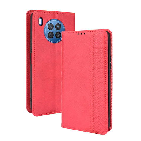 Funda de Cuero Cartera con Soporte Carcasa BY4 para Huawei Honor 50 Lite Rojo