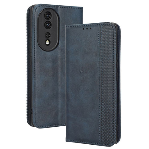 Funda de Cuero Cartera con Soporte Carcasa BY4 para Huawei Honor 80 5G Azul