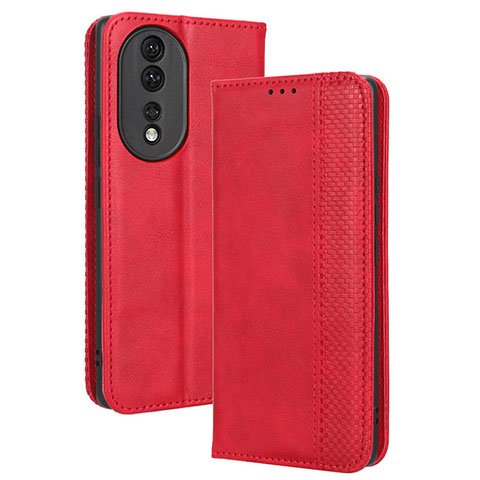 Funda de Cuero Cartera con Soporte Carcasa BY4 para Huawei Honor 80 5G Rojo