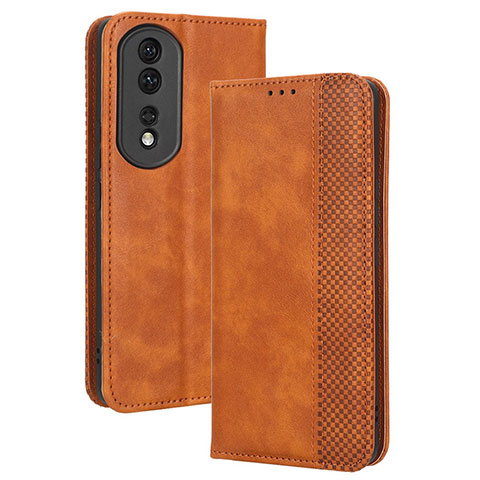 Funda de Cuero Cartera con Soporte Carcasa BY4 para Huawei Honor 80 Pro 5G Marron