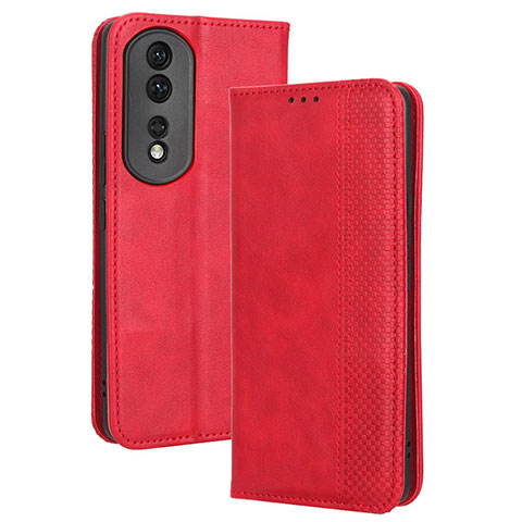 Funda de Cuero Cartera con Soporte Carcasa BY4 para Huawei Honor 80 Pro 5G Rojo