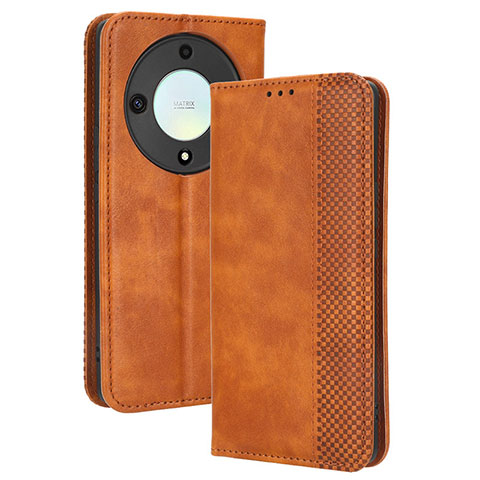 Funda de Cuero Cartera con Soporte Carcasa BY4 para Huawei Honor Magic5 Lite 5G Marron