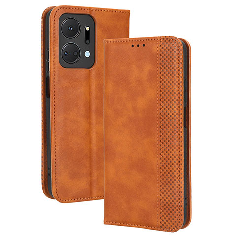 Funda de Cuero Cartera con Soporte Carcasa BY4 para Huawei Honor X7a Marron