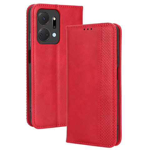 Funda de Cuero Cartera con Soporte Carcasa BY4 para Huawei Honor X7a Rojo