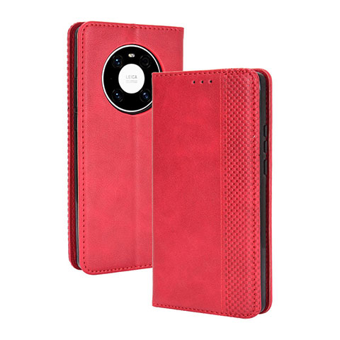 Funda de Cuero Cartera con Soporte Carcasa BY4 para Huawei Mate 40 Rojo